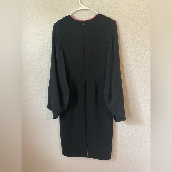 Roksanda Bow Detailed Cady Atlen Midi Dress Size US 4 Black Pink - Picture 5 of 14